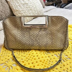 Chic Snakeskin Pattern Clutch with Chain Strap. Michael Kors